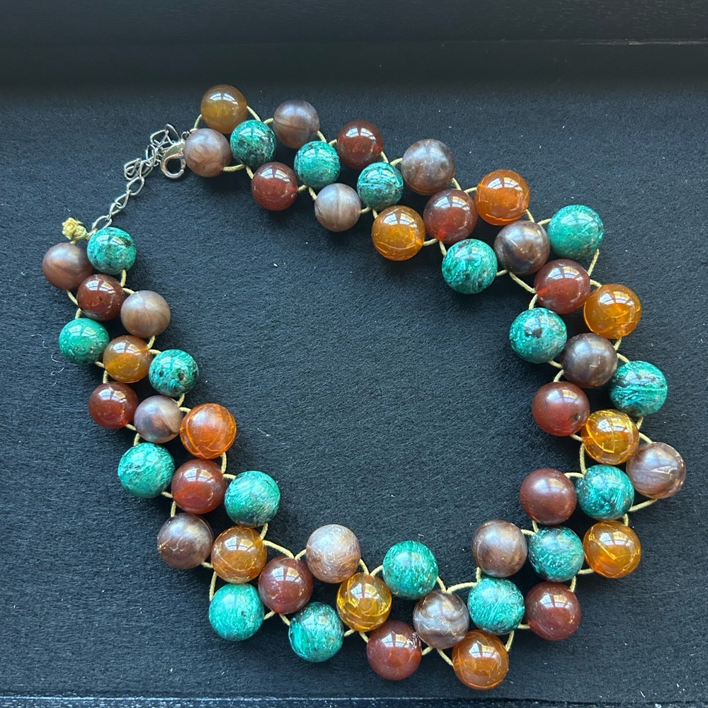 Green Brown choker necklace